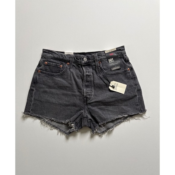 Levi's Pants - Levis 501 Original High Rise Denim Shorts Charcoal Grey Raw Hem 28 NEW